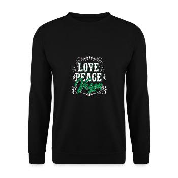 Hippie cadeau paix paix amour végétalien - Sweat-shirt Unisexe - noir - Devant - Alina (178cm) & Michal (187cm)