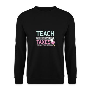 Enseignez aux enfants le financement des taxes sur l'argent - Sweat-shirt Unisexe - noir - Devant - Alina (178cm) & Michal (187cm)