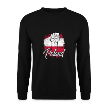Polen Warschau Pole polnische Flagge Land Geschenk - Unisex Pullover - Schwarz - Vorne - Alina (178cm) & Michal (187cm)