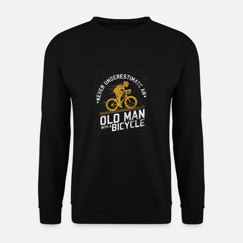 Unterschätze niemals einen Alten Mann mit Fahrrad - Unisex Pullover - Schwarz