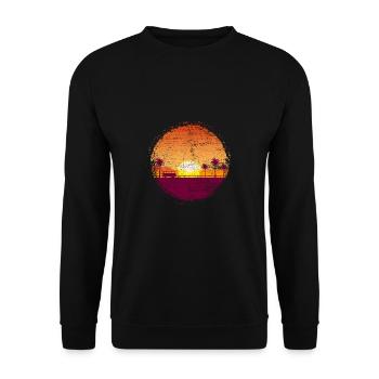 Summer sky sun vacation beach sea palm trees - Unisex Sweatshirt - black - Front - Alina (178cm) & Michal (187cm)
