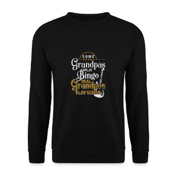 Gitarre Opa Großvater Rentner Gitarrist Musiker - Unisex Pullover - Schwarz - Vorne - Alina (178cm) & Michal (187cm)