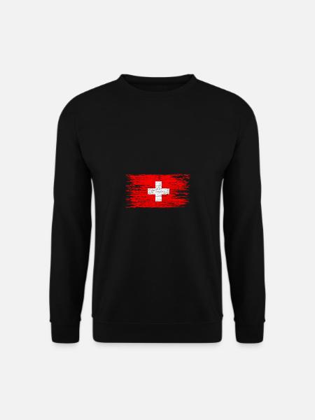Schweiz vintage Geschenk rot weiß - Unisex Pullover - Schwarz
