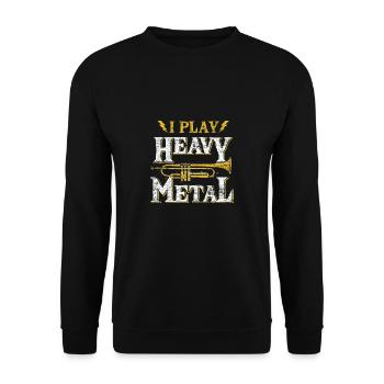 Trompete Mädchen Instrument Musik Noten Geschenk - Unisex Pullover - Schwarz - Vorne - Alina (178cm) & Michal (187cm)