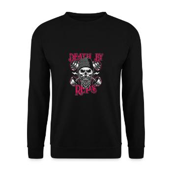 Sport Gym Workout Muskelmann Muskeln Geschenk - Unisex Pullover - Schwarz - Vorne - Alina (178cm) & Michal (187cm)