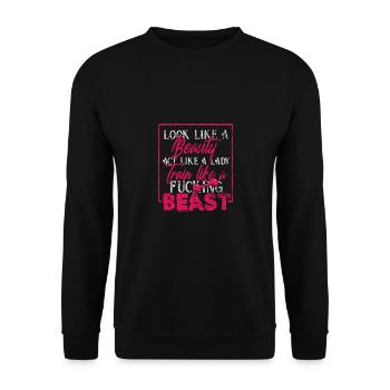 Ich bin ein Biest und trainiere hart Frau vintage - Unisex Pullover - Schwarz - Vorne - Alina (178cm) & Michal (187cm)