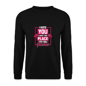 Gym poids poids poids haltères femme entraînement - Sweat-shirt Unisexe - noir - Devant - Alina (178cm) & Michal (187cm)