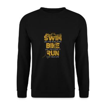 Triathlon Schwimmen Fahrrad Rennen Sportler - Unisex Pullover - Schwarz - Vorne - Alina (178cm) & Michal (187cm)