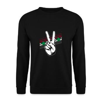 Syria flag peace sign peace sign - Unisex Sweatshirt - black - Front - Alina (178cm) & Michal (187cm)