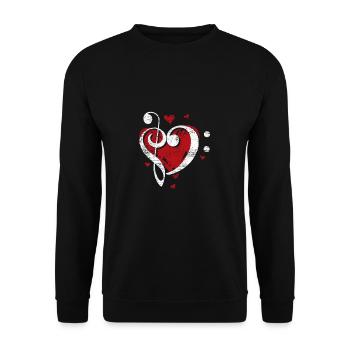Treble clef bass clef clef heart - Unisex Sweatshirt - black - Front - Alina (178cm) & Michal (187cm)