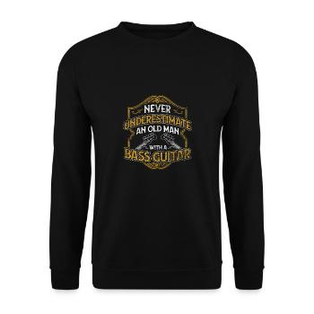 Alter Mann Bass Gitarre Opa Rentner Bassist Rente - Unisex Pullover - Schwarz - Vorne - Alina (178cm) & Michal (187cm)