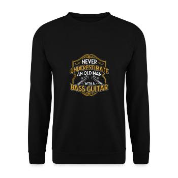 Alter Mann Gitarre Opa Rentner Bass Bassist Rente - Unisex Pullover - Schwarz - Vorne - Alina (178cm) & Michal (187cm)