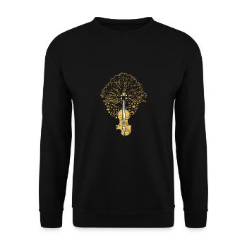Violine Musik Baum Geschenk Musiker Geige - Unisex Pullover - Schwarz - Vorne - Alina (178cm) & Michal (187cm)