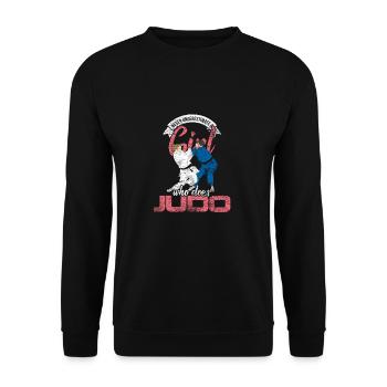 Judo Mädchen Frau Kämpferin Sportlerin Japan - Unisex Pullover - Schwarz - Vorne - Alina (178cm) & Michal (187cm)