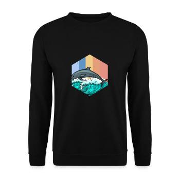 dolphin - Unisex Sweatshirt - black - Front - Alina (178cm) & Michal (187cm)