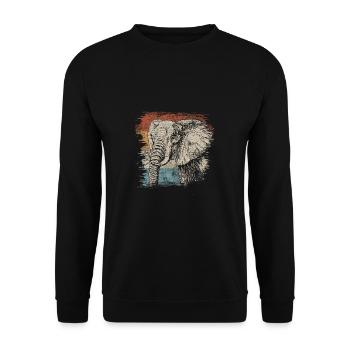 éléphant - Sweat-shirt Unisexe - noir - Devant - Alina (178cm) & Michal (187cm)