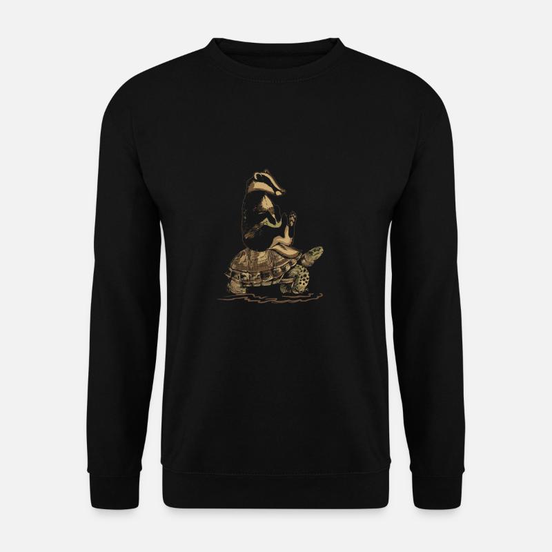 Dachs reitet Schildkröte - Unisex Pullover - Schwarz