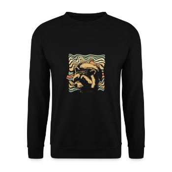 Raccoon night owl forest animal forest gift idea - Unisex Sweatshirt - black - Front - Alina (178cm) & Michal (187cm)