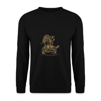 Raccoon and turtle - Unisex Sweatshirt - black - Front - Alina (178cm) & Michal (187cm)