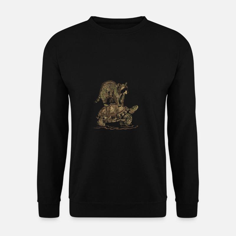 Raccoon and turtle - Unisex Sweatshirt - black
