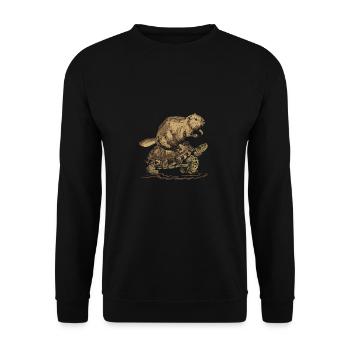 Beaver and turtle - Unisex Sweatshirt - black - Front - Alina (178cm) & Michal (187cm)
