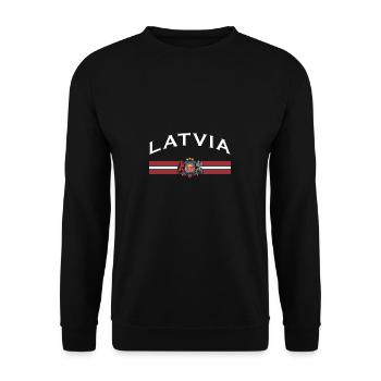 Lettland Flagge Baltikum Riga Geschenk Ostsee - Unisex Pullover - Schwarz - Vorne - Alina (178cm) & Michal (187cm)
