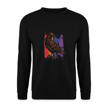 Krähe retro - Unisex Pullover - Schwarz - Vorne - Alina (178cm) & Michal (187cm)