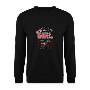 Fahrrad Girlpower Radsport - Unisex Pullover - Schwarz - Vorne - Alina (178cm) & Michal (187cm)