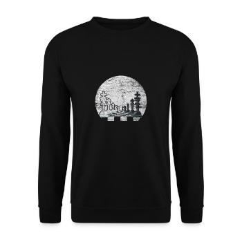 Échecs en échecs lune d’échecs jeu d’échecs - Sweat-shirt Unisexe - noir - Devant - Alina (178cm) & Michal (187cm)