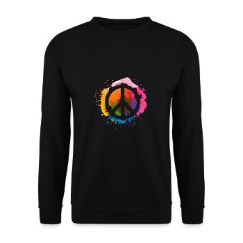 Peacezeichen - Unisex Pullover - Schwarz - Vorne - Alina (178cm) & Michal (187cm)