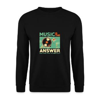 Musik ist die Antwort - Unisex Pullover - Schwarz - Vorne - Alina (178cm) & Michal (187cm)