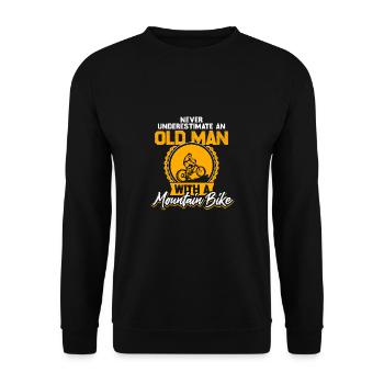Old Man Mountain Bike Bicycle Gift - Unisex Sweatshirt - black - Front - Alina (178cm) & Michal (187cm)