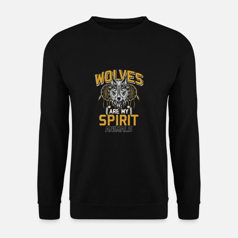 Wolf Spirituelles Tier Rudel Geschenk Heulen Mond - Unisex Pullover - Schwarz