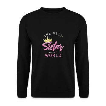 Beste Große Schwester Geschenk - Unisex Pullover - Schwarz - Vorne - Alina (178cm) & Michal (187cm)