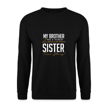 Schwester Bruder Geschenk - Unisex Pullover - Schwarz - Vorne - Alina (178cm) & Michal (187cm)