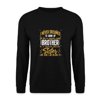 Großer Bruder Schwester - Unisex Pullover - Schwarz - Vorne - Alina (178cm) & Michal (187cm)