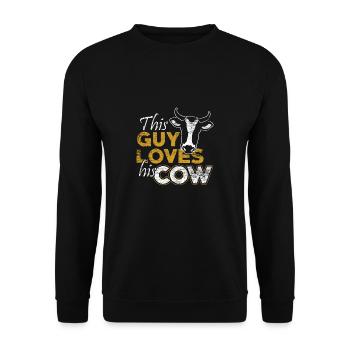 Cow-boy fermier agricole vache garçon homme paysan - Sweat-shirt Unisexe - noir - Devant - Alina (178cm) & Michal (187cm)
