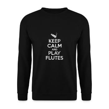 Flöte Entspannung - Unisex Pullover - Schwarz - Vorne - Alina (178cm) & Michal (187cm)