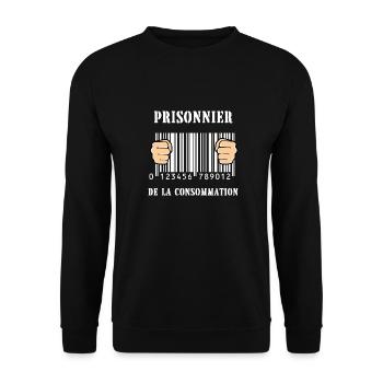 prisonnier de la consommation - Sweat-shirt Unisexe - noir - Devant - Alina (178cm) & Michal (187cm)