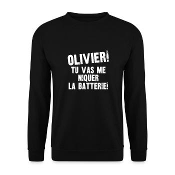 olivier tu vas me niquer la batterie - Sweat-shirt Unisexe - noir - Devant - Alina (178cm) & Michal (187cm)