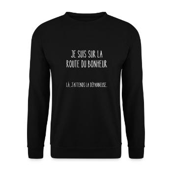 je suis sur la route du bonheur - Sweat-shirt Unisexe - noir - Devant - Alina (178cm) & Michal (187cm)