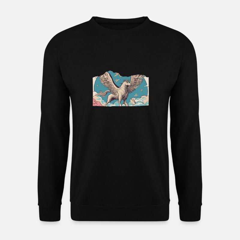Pegasus mit Vögeln - Unisex Pullover - Schwarz