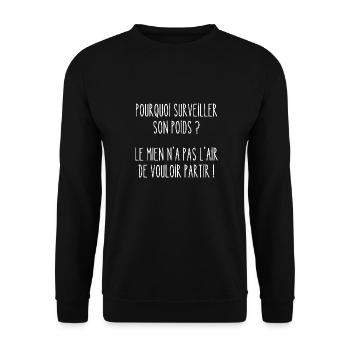 pourquoi surveiller son poids - Sweat-shirt Unisexe - noir - Devant - Alina (178cm) & Michal (187cm)