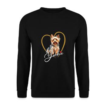 Cute Yorkie Yorkshire Terrier in Heart Frame - Unisex Sweatshirt - black - Front - Alina (178cm) & Michal (187cm)