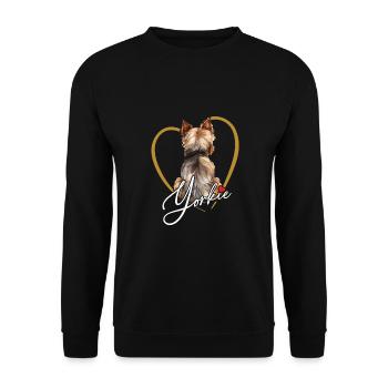Yorkshire Terrier Puppy Yorkie in Heart Frame - Unisex Sweatshirt - black - Front - Alina (178cm) & Michal (187cm)