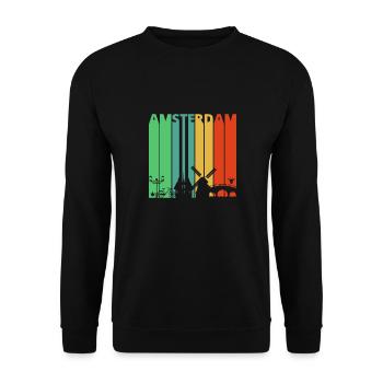 Weinlese Retro Amsterdam. Holland. Niederlande. Geschenke - Unisex Pullover - Schwarz - Vorne - Alina (178cm) & Michal (187cm)