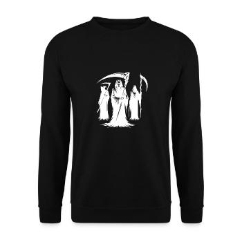 Scary Halloween old figures with scythes - Unisex Sweatshirt - black - Front - Alina (178cm) & Michal (187cm)