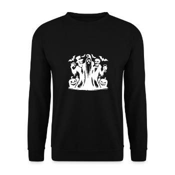 Lustige Kinder Halloween Kürbis Party mit Zombie - Unisex Pullover - Schwarz - Vorne - Alina (178cm) & Michal (187cm)