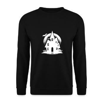Bat Full Moon Haunted House Halloween Tattoo - Unisex Sweatshirt - black - Front - Alina (178cm) & Michal (187cm)
