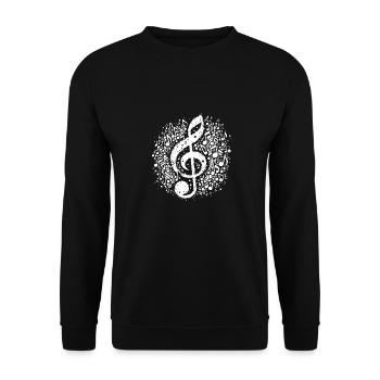 Notes de musique détruites Clé flottante - Sweat-shirt Unisexe - noir - Devant - Alina (178cm) & Michal (187cm)